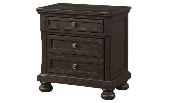 Picture of Newbury Laurel Brushed Brown Acacia 2-Drawer Nightstand