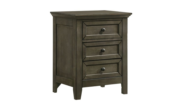 Picture of San Mateo Gray Arts & Crafts 3-Drawer Nightstand
