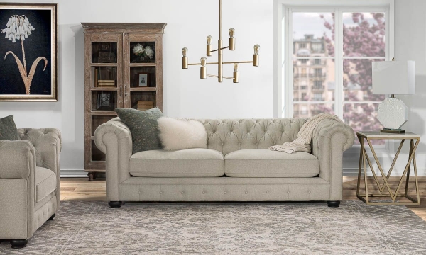 Picture of Carson Linen Chesterfield Sofa