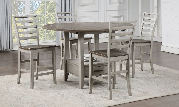 Picture of Abacus Alabaster and Honey Round Counter Height 5-Piece Dining Set