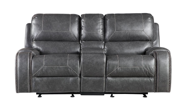 Picture of Caspian Gray Double Reclining Console Loveseat