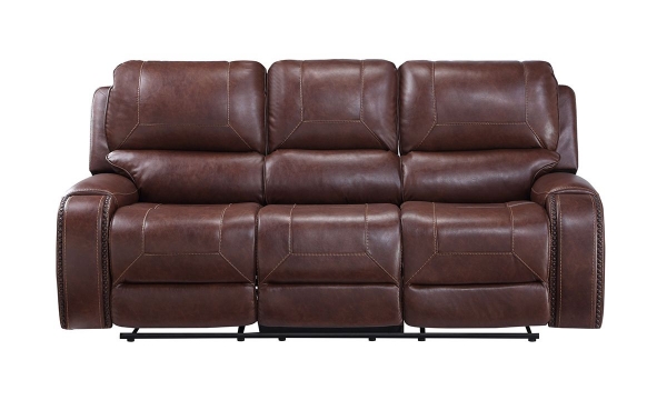 Picture of Caspian Brown Double Reclining Sofa with Drop Down Table