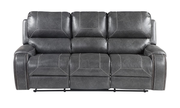 Picture of Caspian Gray Double Reclining Sofa with Drop Down Table