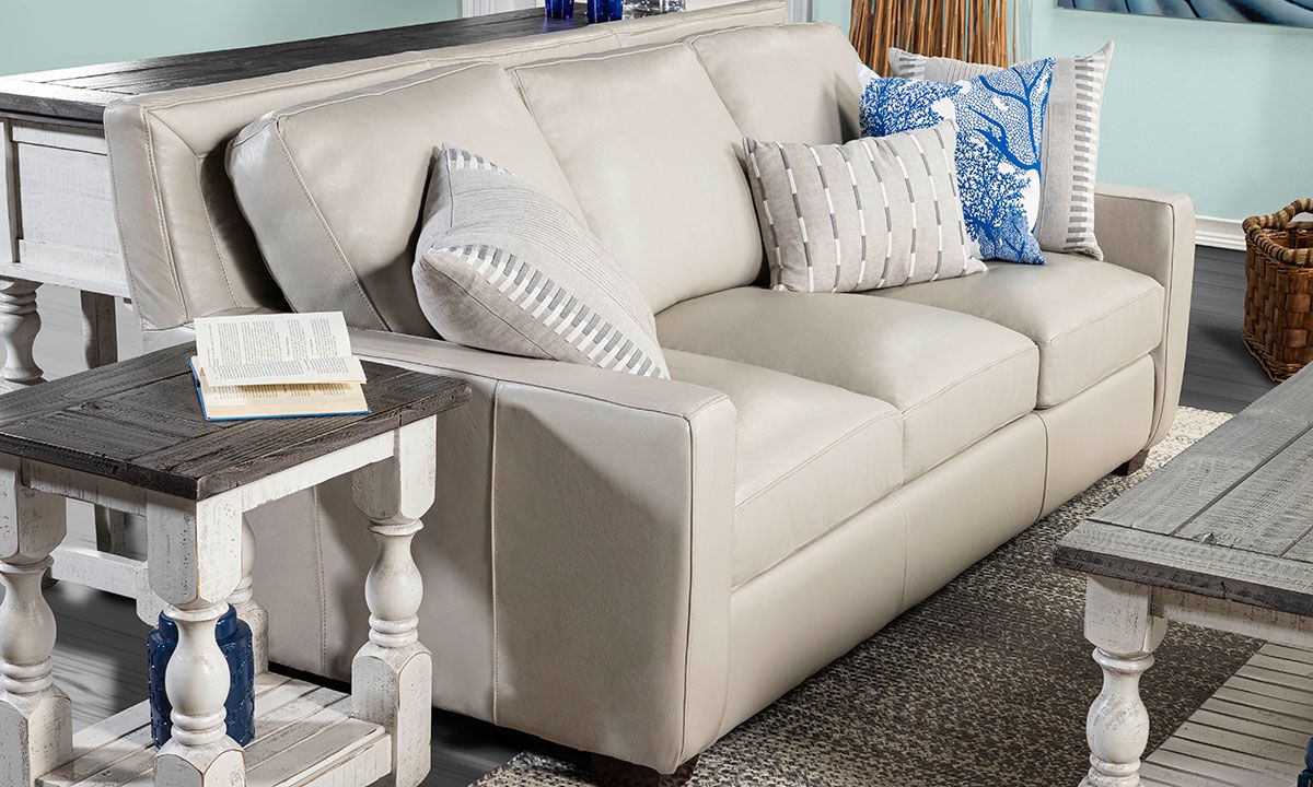Leather Sofa - Rocky Mountain Leather Vail Bone | Haynes Furniture