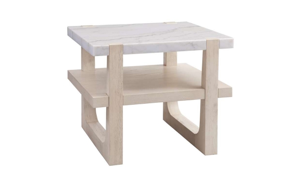 Picture of Newport White Gray Marble Top End Table