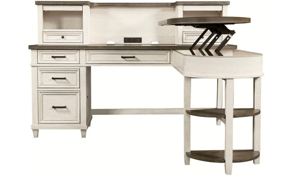 Picture of Caraway Pedestal Desk with Hutch and Return