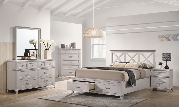 Picture of Waterpointe Gray 3-Piece King Panel Storage Bedroom Set