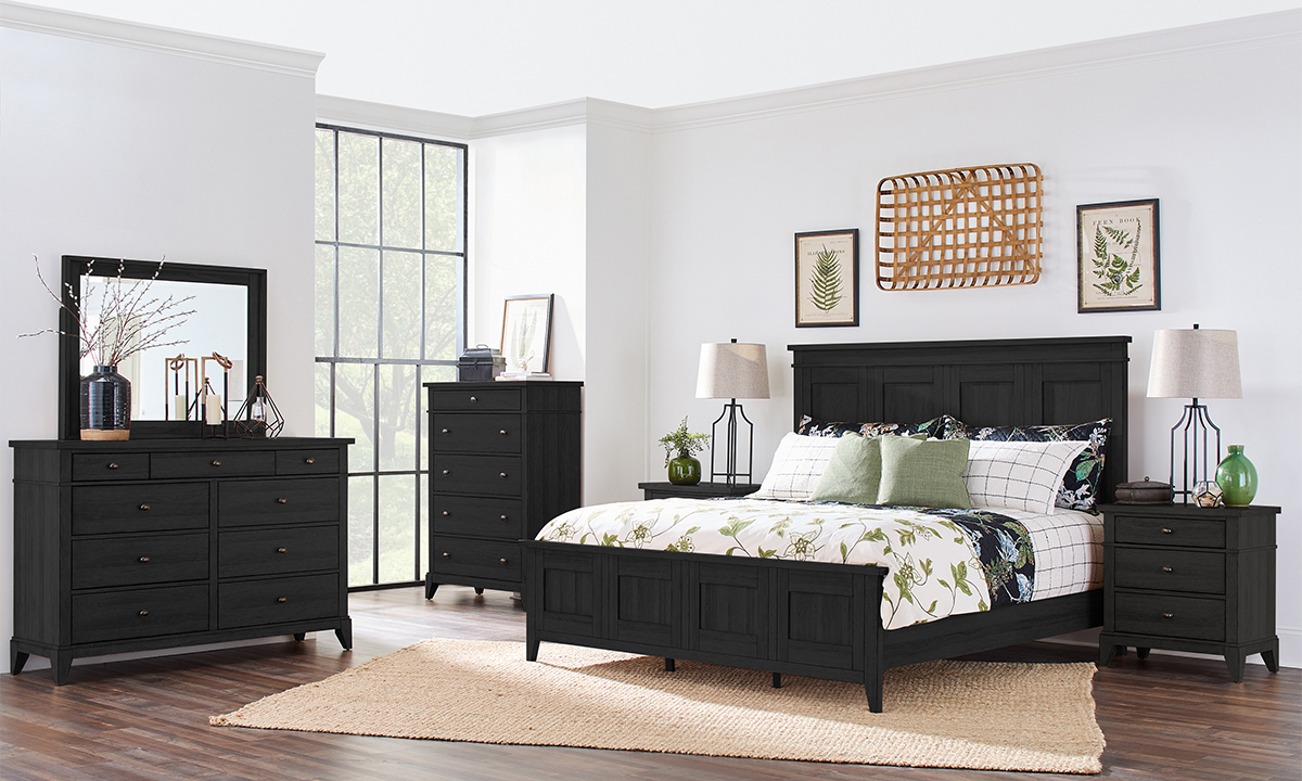 Trisha Todays Traditions Black 3-Piece Queen Panel Bedroom Set