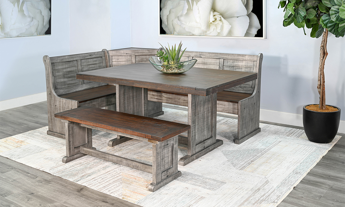 Homestead Tobacco Gray Nook Set with Side Bench
