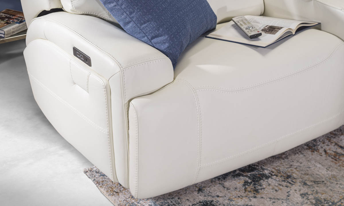 Plymouth White Leather 6-Piece Power Sectional | Haynes Furniture
