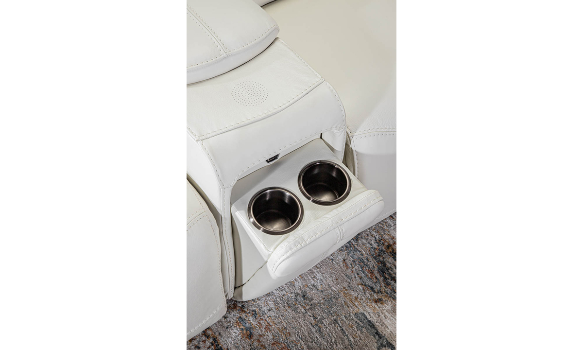 Plymouth White Leather 6-Piece Power Sectional | Haynes Furniture