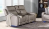 Picture of Maverick Dove Leather Power Media Loveseat