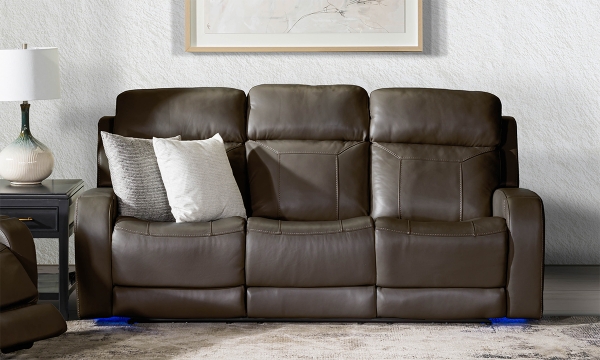 Picture of Maverick Earth Leather Power Media Sofa