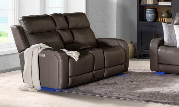 Picture of Maverick Earth Leather Power Media Loveseat