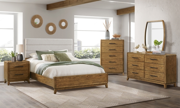 Nelson Rustic Oak 3-Piece Queen Panel Bedroom Set | Haynes Furniture