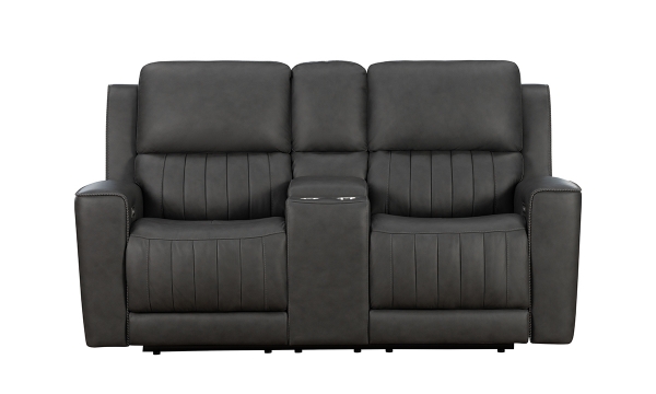 Picture of Pierce Gray Leather Power Loveseat