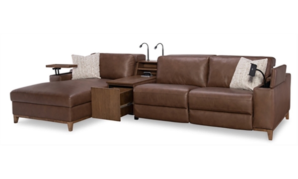 Picture of Solana Clay Leather 3-Piece Left Chaise Sectional