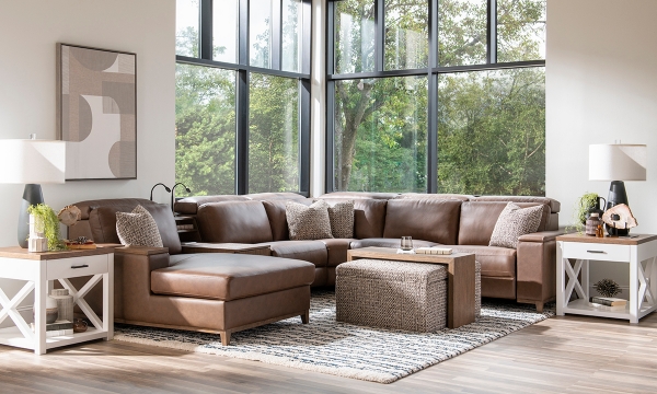 Picture of Solana Clay Leather 5-Piece Left Chaise Sectional
