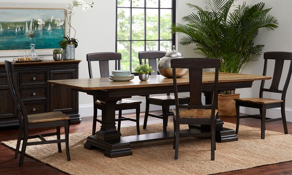 Picture of Grand Louie Two-tone Extendable Trestle Dining Table