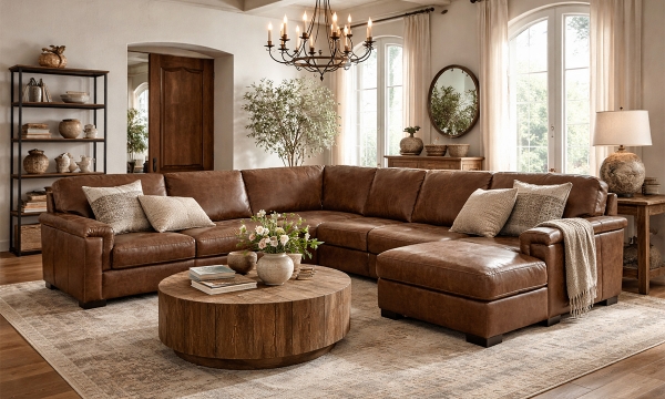 Picture of Medici Chestnut 4-Piece Right Chaise Sectional