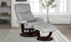 Picture of Dawson Light Gray Leather Recliner and Ottoman