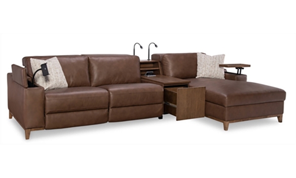 Picture of Solana Clay Leather 3-Piece Right Chaise Sectional