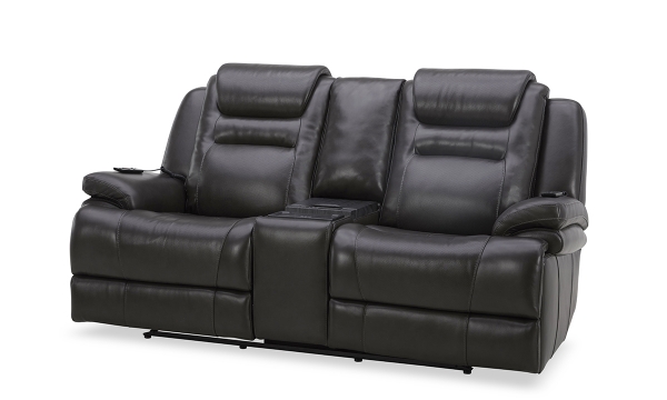 Picture of Keaton Chocolate Leather Power Console Loveseat