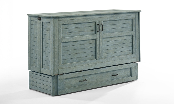 Picture of Poppy Antique Blue Complete Queen Murphy Cabinet Bed