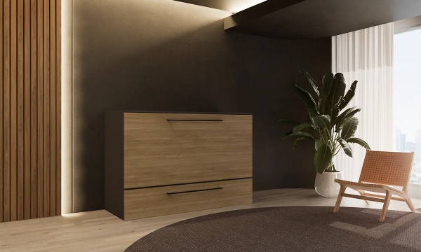 Picture of Breyta Ebony and Sand Queen Murphy Cabinet Bed