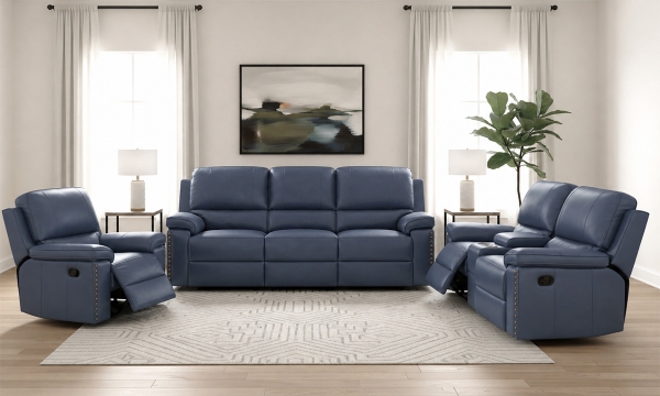 Picture of Dream Dayflower Leather Power 3-Piece Sofa Set