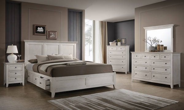 Picture of San Mateo White Arts & Crafts Queen Storage Bedroom Set