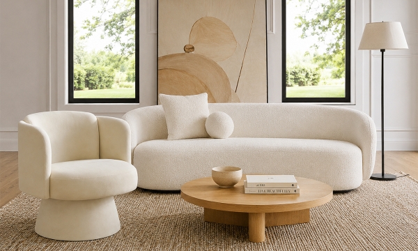 Picture of Heidemaria White Curved Arm Sofa