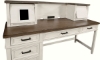Picture of Caraway White Pedestal Desk with Hutch