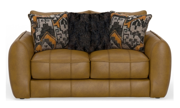 Picture of Janine Caramel Leather Loveseat