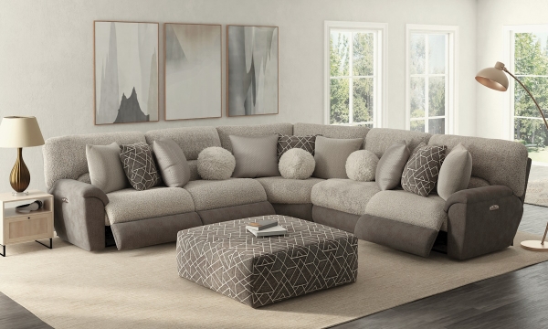 Picture of Oscar Umber Two-Tone 5-Piece Power Corner Sectional