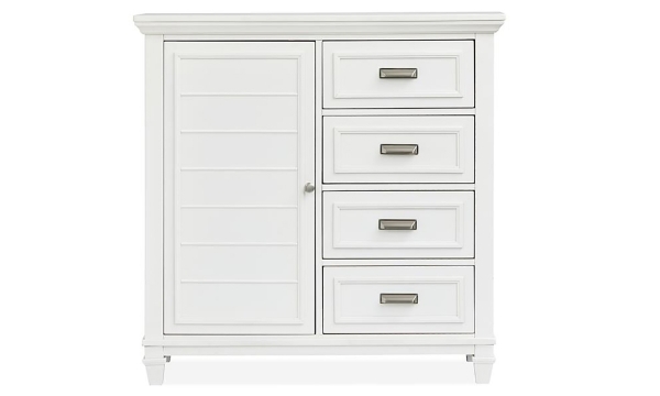 Picture of Shutter Lane White 4-Drawer Door Chest