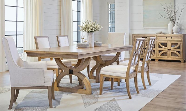 Picture of Regard Honey 5-Piece Trestle Dining Set